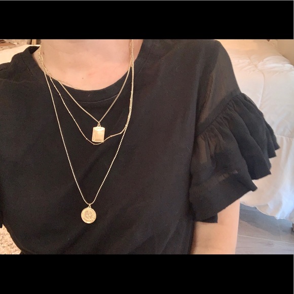 Black Ruffled Sleeve Top - Picture 2 of 3